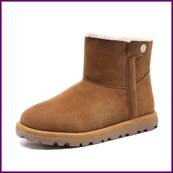 Water Repellent Snow Boots with Faux Fur Lining Non-Slip Winter Boots
